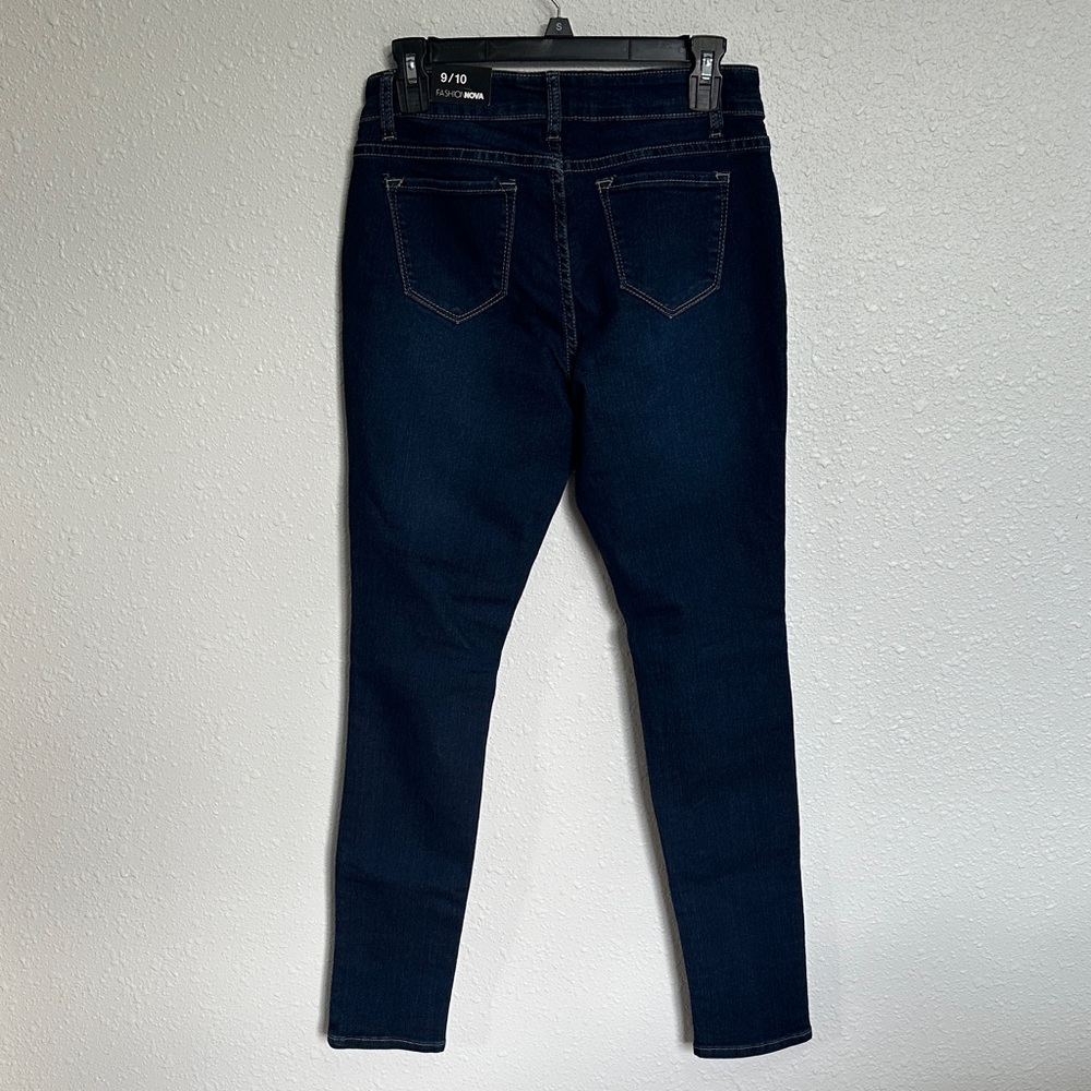 Fashion Nova So Complicated Distressed Mid-rise Blue Wash Skinny Jeans Size 9 - Picture 6 of 10